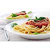 Pasta with tomato sauce basil and grated parmesan