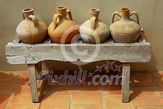 Ceramic vases amphoras as home decoration at mediterranean villa Ceramic vases amphoras as home decoration at mediterranean villa