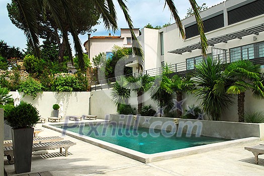 Swimming pool of mediterranean villa in French Riviera Swimming pool of mediterranean villa in French Riviera