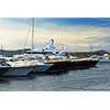 Luxury boats at the dock in St. Tropez in French Riviera