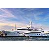 Large luxury yachts anchored at St. Tropez in French Riviera