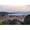 View on St. Tropez in French Riviera at sunset