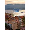 Cruise ships at St.Tropez at sunset in French Riviera