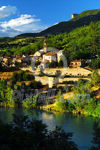 Scenic view on town of Sisteron in Provence, France