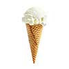 Vanilla ice cream in a sugar cone isolated on white background