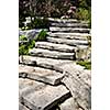Natural stone landscaping in front of a house