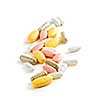Mix of vitamins and herbal supplements on white background