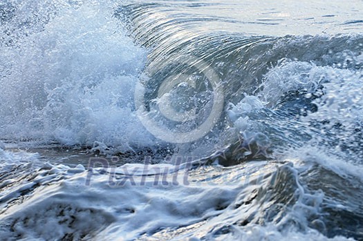 Big crashing waves in a stormy ocean