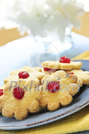 Fresh shortbread cookies served on a plate