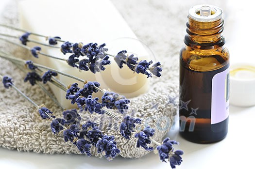 Bar of natural aromatherapy soap with dried lavender and essential oil Bar of natural aromatherapy soap with dried lavender and essential oil