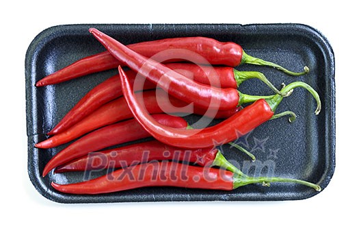 Red hot chili peppers isolated on white background