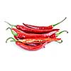 Red hot chili peppers isolated on white background