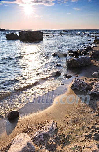 Sunset at the rocky shore of Georgian Bay, Canada. Awenda provincial park. Sunset at the rocky shore of Georgian Bay, Canada. Awenda provincial park.