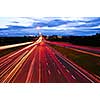 Night traffic on a busy city highway in Toronto