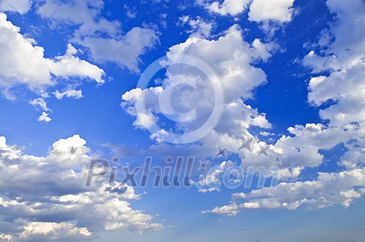 Background of blue sky with white cumulus clouds Background of blue sky with white cumulus clouds