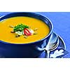 Pumpkin or squash soup in a bowl