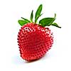 Single fresh strawberry isolated on white background