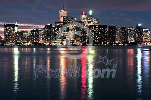 Scenic view at Toronto city waterfront skyline at night Scenic view at Toronto city waterfront skyline at night