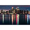 Scenic view at Toronto city waterfront skyline at night