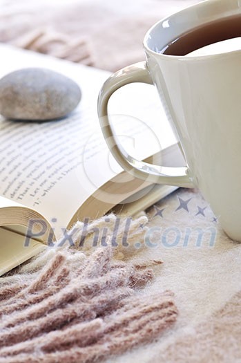 Relaxing with a book and cup of tea Relaxing with a book and cup of tea