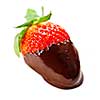 Strawberry dipped in delicious chocolate isolated on white