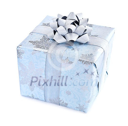 Wrapped christmas gift box isolated on white background
