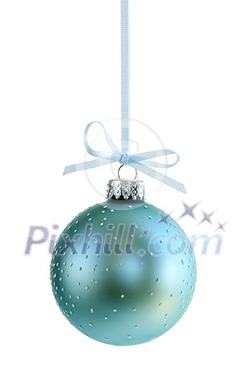 Speckled Christmas decoration hanging isolated on white