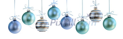 Various Christmas decoration hanging isolated on white