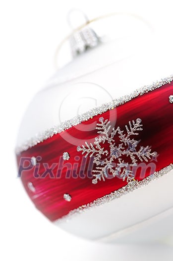 Closeup of red and white Christmas decoration