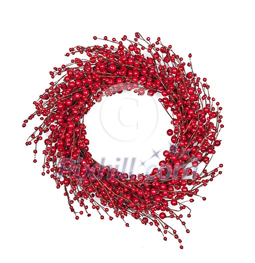 Christmas wreath of red berries isolated on white