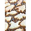 Cooling rack with fresh baked homemade shortbread cookies