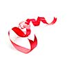 Curled red holiday ribbon strip isolated on white background