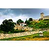 Walls and towers of Kalemegdan fortress in Belgrade Serbia