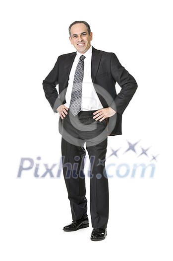 Happy businessman in a suit isolated on white background Happy businessman in a suit isolated on white background