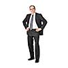 Happy businessman in a suit isolated on white background