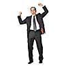 Triumphant businessman in a suit isolated on white background