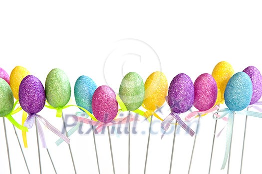 Cute Easter toy eggs isolated on white background