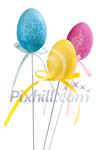 Cute Easter toy eggs isolated on white background Cute Easter toy eggs isolated on white background