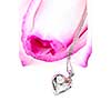 Heart pendant with diamond with a pink rose