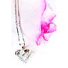 Heart pendant with diamond with a pink rose