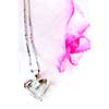 Heart pendant with diamond with a pink rose