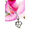 Heart pendant with diamond with a pink rose