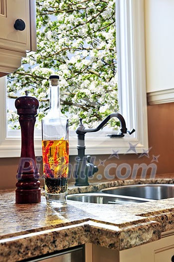 Modern luxury kitchen interior with granite countertop Modern luxury kitchen interior with granite countertop