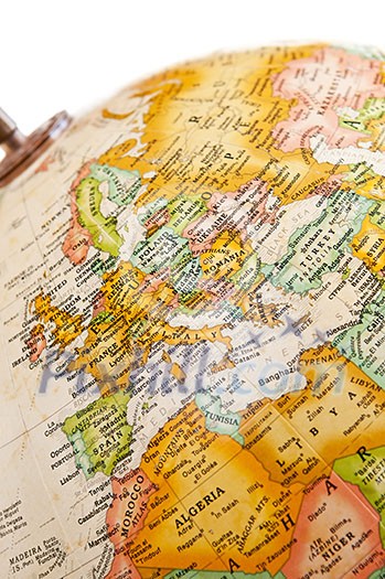 Part of a globe with map of Europe Part of a globe with map of Europe