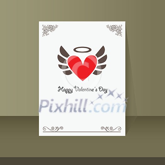 vector winged heart vintage card design vector winged heart vintage card design