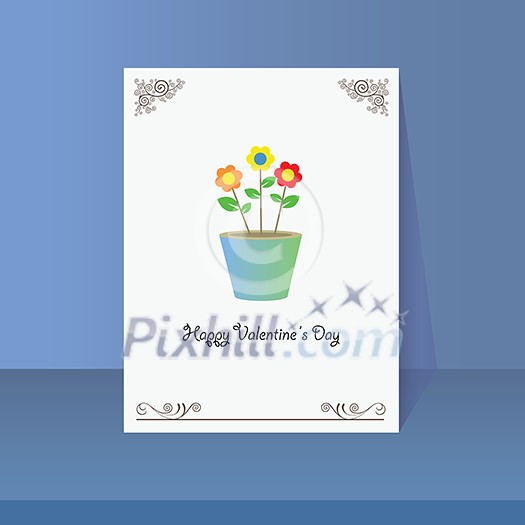 vector flowerpot vintage card design vector flowerpot vintage card design