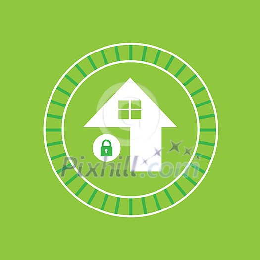 vector lock green house symbol vector lock green house symbol