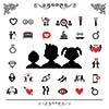 wedding and valentine icon set  