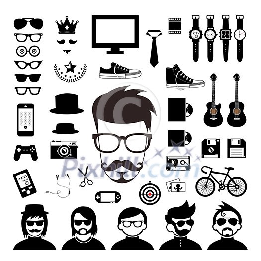 vector hipster style elements and icons set   