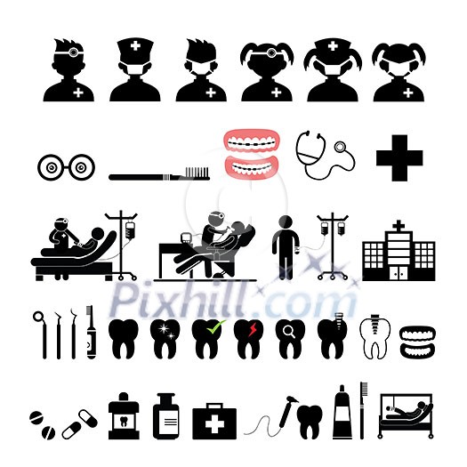 basic vector dental icon set 